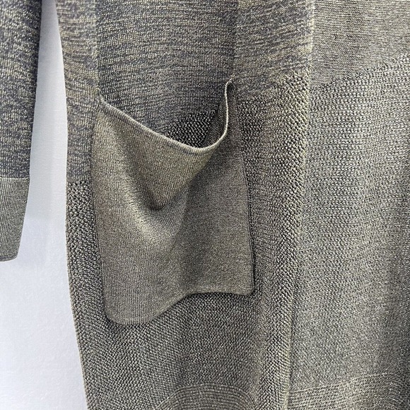 Chicos Open Cardigan Size 1 Medium Green Metallic Shimmer Duster Lightweight - Picture 4 of 10